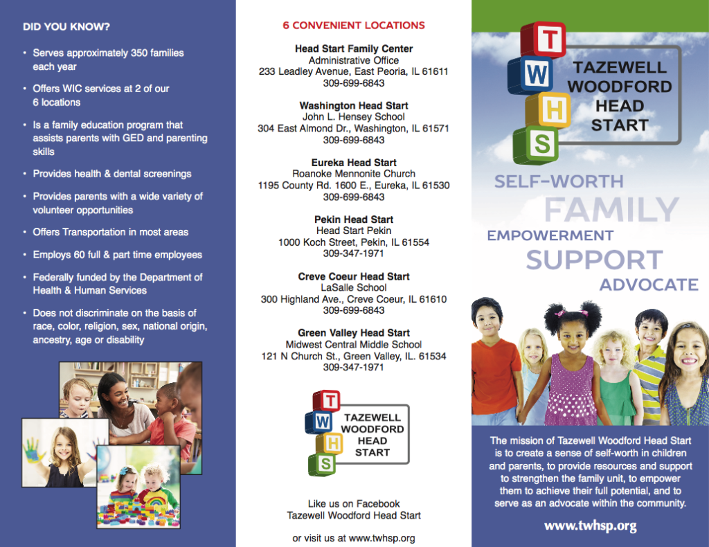 Tazewell Woodford Head Start Tri-fold Print Project 2018